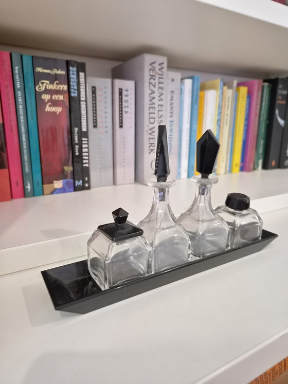 Image 1 of Beautiful Art Deco Oil & Vinegar Set – 5-piece – 1930s