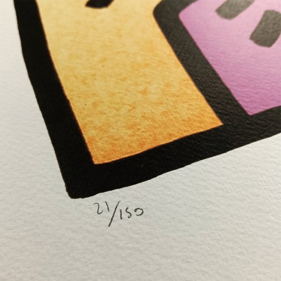 Image 1 of Lithografie van Keith Haring uit de jaren 1990, gelimiteerde oplage, genummerd met potlood.