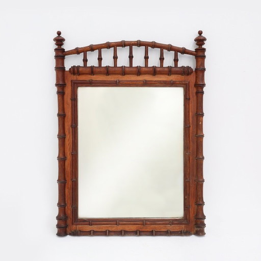 Antique 19th century faux bamboo mirror in wood, France