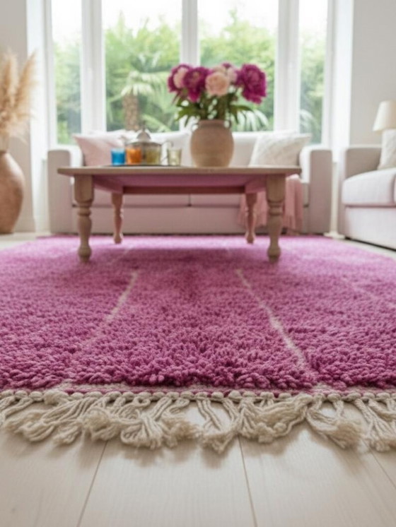 Image 1 of Alfombra morada hecha a mano, 150 cm x 300 cm