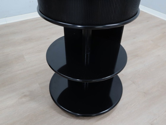 Image 1 of B&B 1980s postmodern black lacquered nightstands , set of 2