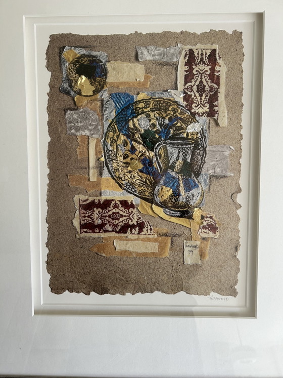 Tina Ahmed – Œuvre d'Art Originale Technique Mixte avec Feuille d'Or et d'Argent – 1999 – Objets d'art, Glass (photo 2 of 6)