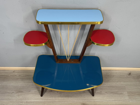 Image 1 of Vintage Formica Mid-Century Plantentafel met Space Age vibes