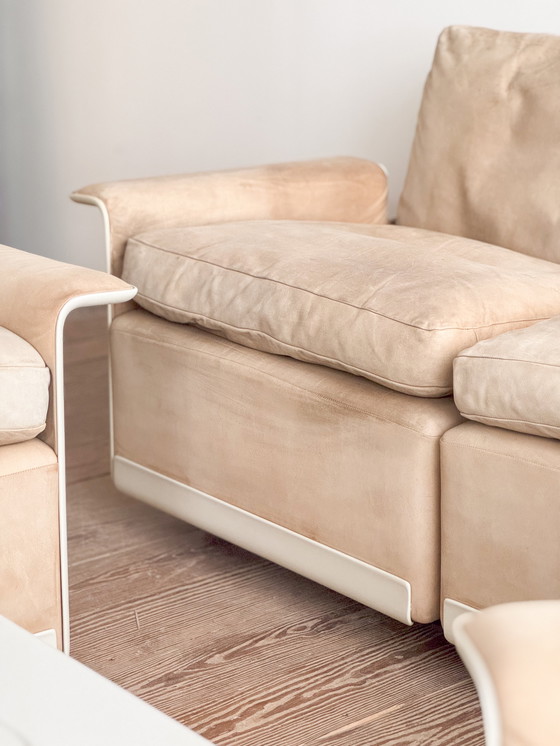 Image 1 of Mid-Century Modern Lounge Sofa, Armchair and Table, Sofa Set in Glass Fiber and Suede by Dieter Rams for Vitsoe, Germany, 1960s,