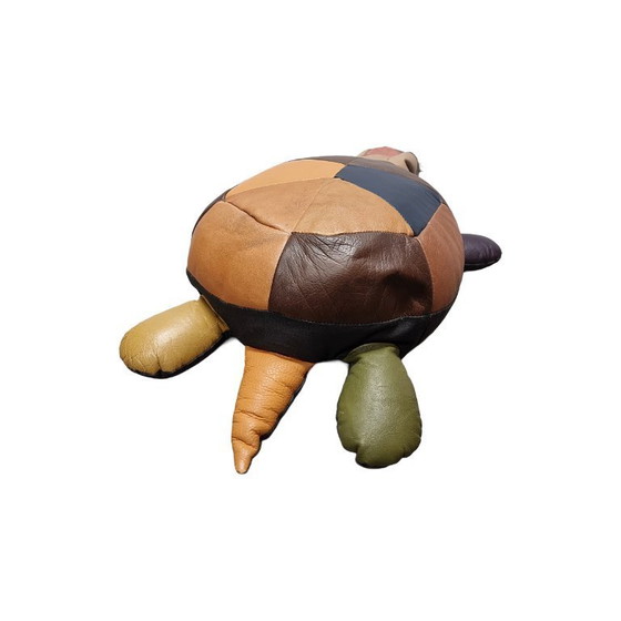 Image 1 of Vintage leather patchwork turtle pouf, 1970s