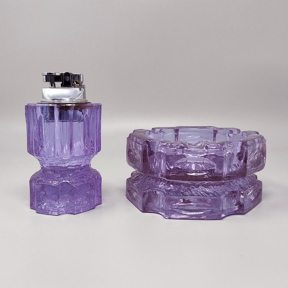 Image 1 of 1970s Stunning Purple Smoking Set By Antonio Imperatore in Murano Glass. Made in Italy