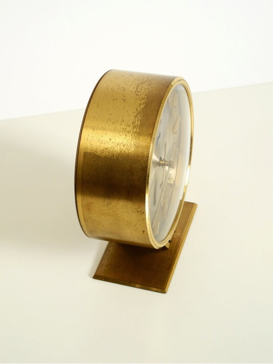 Zeldzame originele ronde messing tafelklok uit de jaren 60 van Schatz Duitsland – Klokken, Brass (photo 10 of 20)