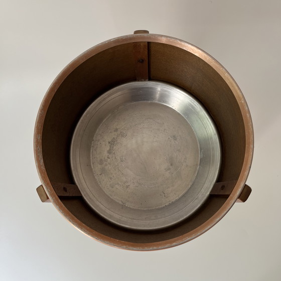 Image 1 of Porte-plante scandinave vintage en teck et cuivre, Suède, années 60