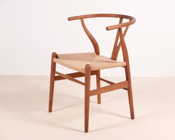 Image 1 of 1x Fauteuil Wishbone CH24 de Hans J. Wegner en hêtre, années 1960