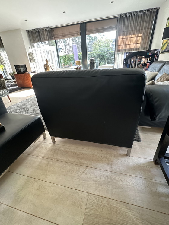 Image 1 of Two leather armchairs and ottoman by Verzelloni