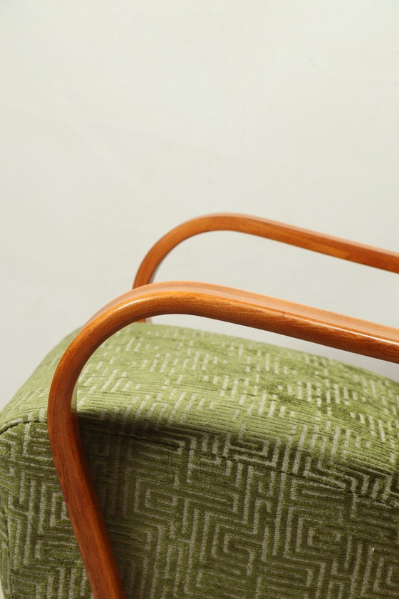 Image 1 of Art deco Sessel Geometrischer Stoff Moos grün 1950