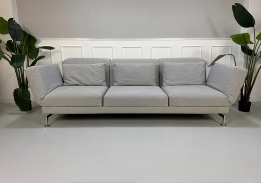 Brühl Moule Stoff Sofa Grau Schlaffunktion met Rollen 3 Sitzer
