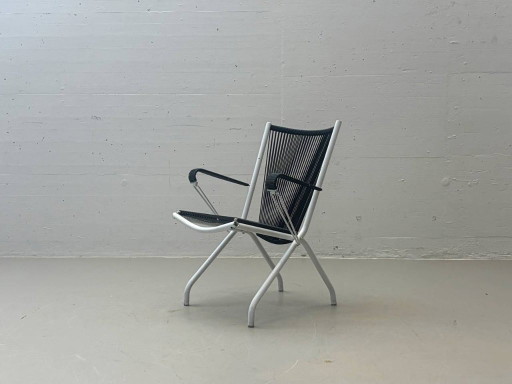 Zeldzame opklapbare loungestoel van André Monpoix, Frankrijk, jaren 1950.
