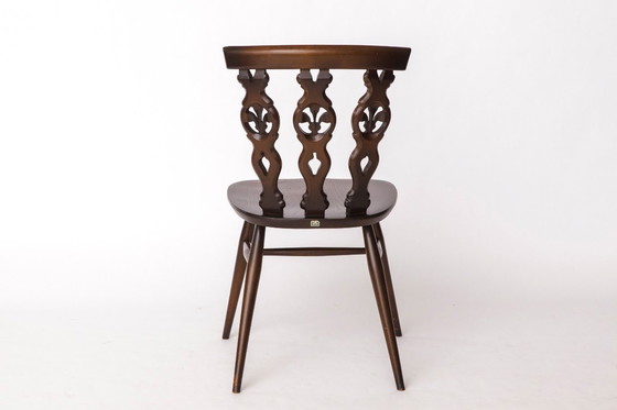 Image 1 of Set of 6 Mid-Century Elm Dining Chairs by Ercol – Vintage English Chairs, 1960s