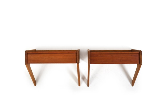 Image 1 of Mid-Century Danish Wall-Mounted Nightstands by Ølholm