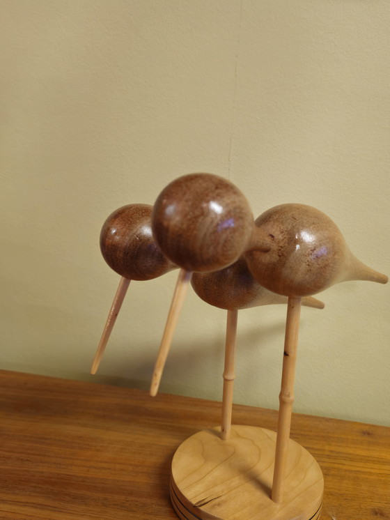 Image 1 of Decorazione in legno d'epoca Pittime reali Pittime reali Uccelli