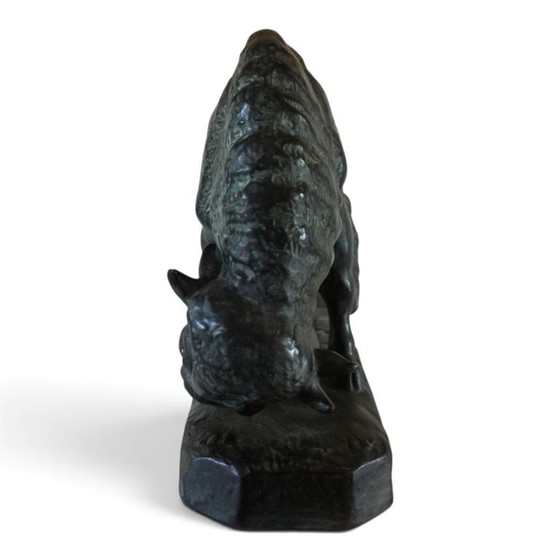 Bull Sculpture in Ceramic by EJM, Germany, 1930, Green, Klassiek (photo 6 of 13)