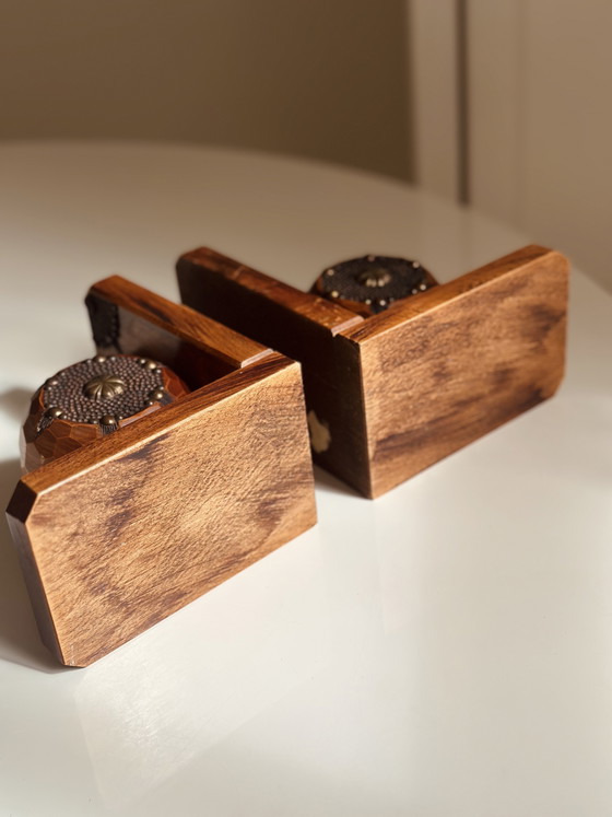 Image 1 of Art Deco Bookends Wood and metal