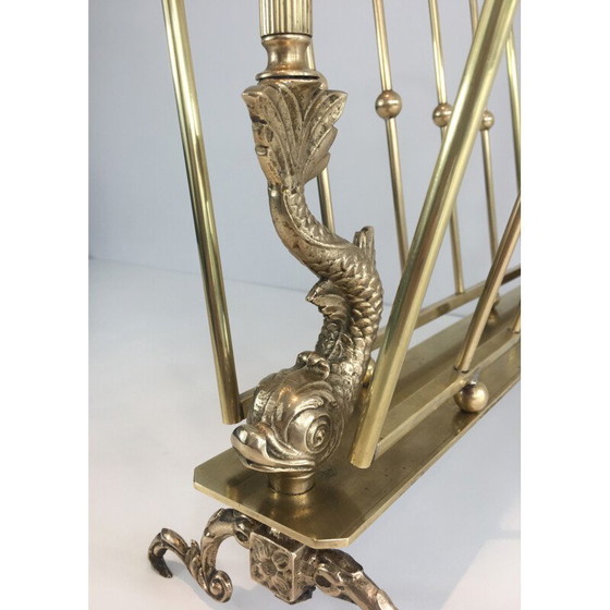 Image 1 of Vintage Neoclassical Brass magazine rack for Maison Jansen, 1940