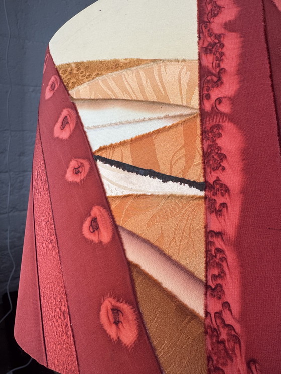 Image 1 of Handgemaakte lamp van keramiek en zijde uit de jaren 90