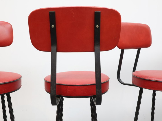 Image 1 of Set van 4 vintage barkrukken | Smeedijzer | Brutalist 