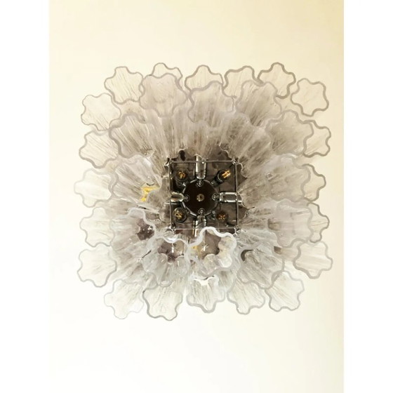 Image 1 of Plafonnier carré Spoutnik en verre de Murano transparent contemporain « Tronchi » de style Venini