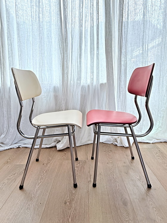 Image 1 of Sedie vintage Brabantia con struttura tubolare (4 pezzi) – Rivestimento in pelle Skai