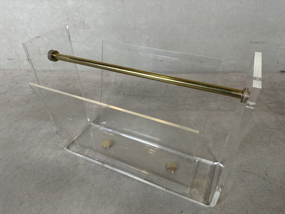 Image 1 of Vintage Plexi and Brass Magazine Holder