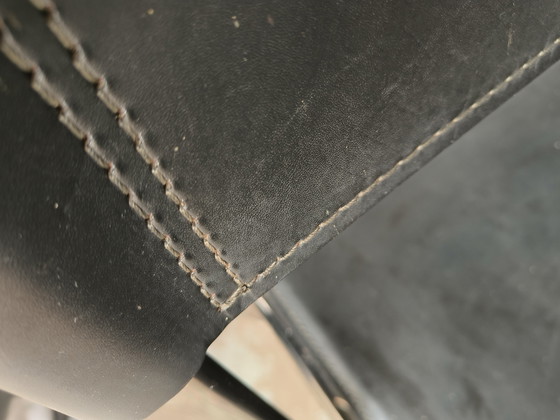 Image 1 of Zwart Lederen Vintage Jaren 70 "Tamara" Folding Chair by Arrben Italy