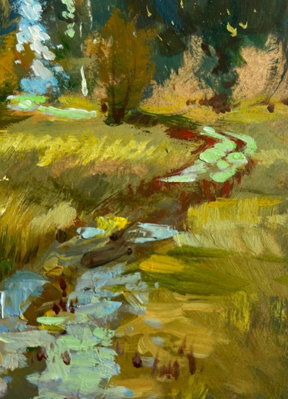 Image 1 of Original Oil Painting Autumn Forest Landscape Breath of the autumn forest