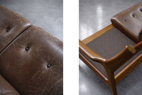 Image 1 of Vintage Mid-Century Danish Modern 3-Seater Brown Leather Sofa by Georg Thams from A/S Vejen Polstermøbelfabrik, 1960s