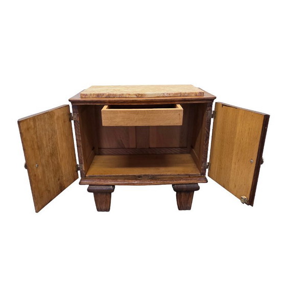 Image 1 of Art Deco bedside table with marble top