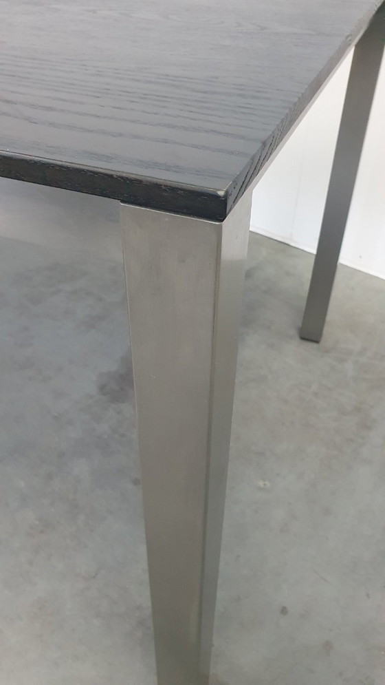 Image 1 of Arco Tisch aus reiner Eiche, geräuchertem Edelstahl, niederländisches Design, 210 x 90