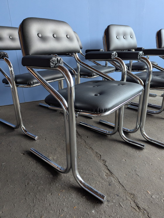 Image 1 of 6 chaises vintage à structure tubulaire Jerry Johnson