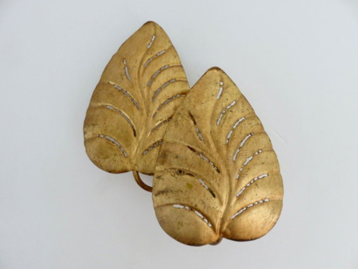 Grande applique "feuille" Gold Leaf, en métal doré, années 70, Jansen