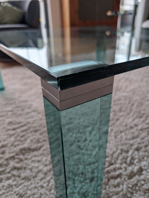 Postmodern vintage all-glass table, 1980s