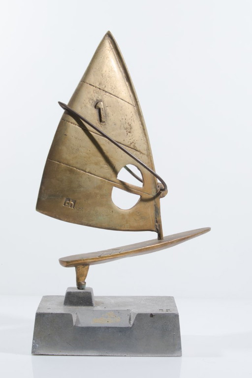 Brutalist sculpture: surfboard signed David Marchall