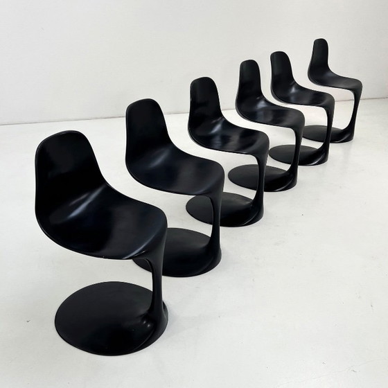 Set di 6 sedie da pranzo nere disegnate da Rudi Bonzanini per Tecnosalotto, anni '60. – Fiberglass (photo 8 of 16)