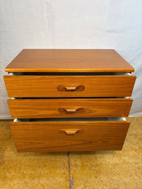 Image 1 of Mid-Century Retro Vintage Teak Chest of Drawers by Austinsuite 1960  Compact Design • Danish Influence • Stylish Storage  A love