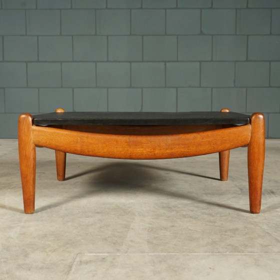 Vintage Oak Coffee Table – Carl Straub – 1960s – Wood, Ceramic (photo 9 of 11)