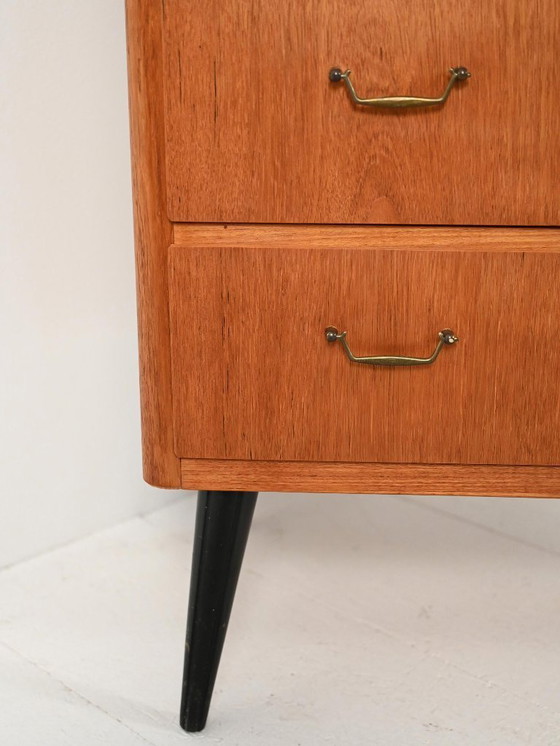 Image 1 of Scandinavian teak chest of drawers with black legs