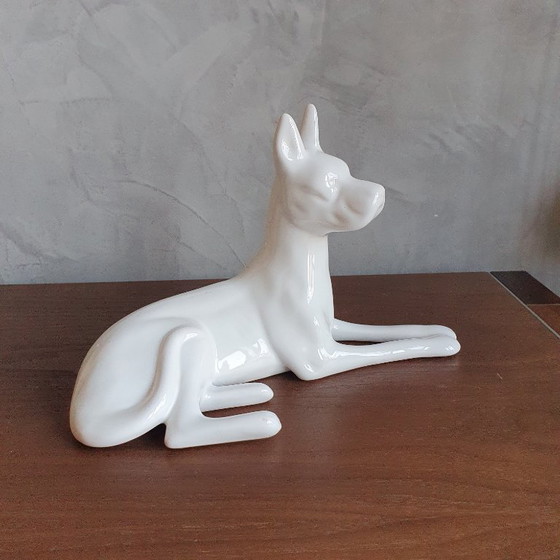 Image 1 of Vintage Deense Hond Van Porselein Art Deco
