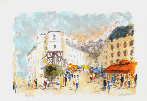 Image 1 of Urbain HUCHET Parijs, Montmartre la rue Lepic Gesigneerde litho 2000