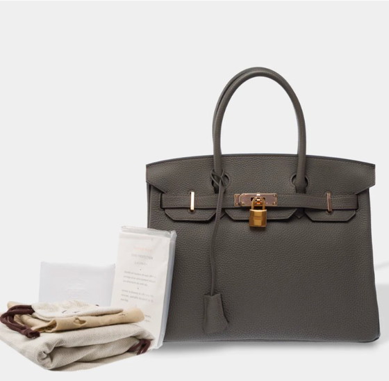 Image 1 of Sac HERMES Birkin 30 en Cuir Gris - 10345