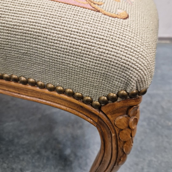 Image 1 of Louis XV boudoir bench Antique needlepoint