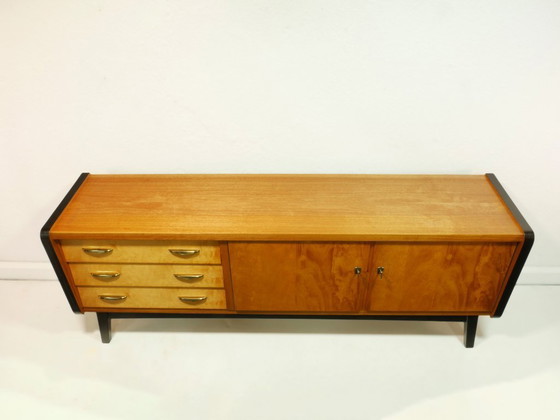 Image 1 of Vintage dressoir uit de jaren 60, 180 cm, midden-eeuwse stijl, laag dressoir, ladekast, Duitsland