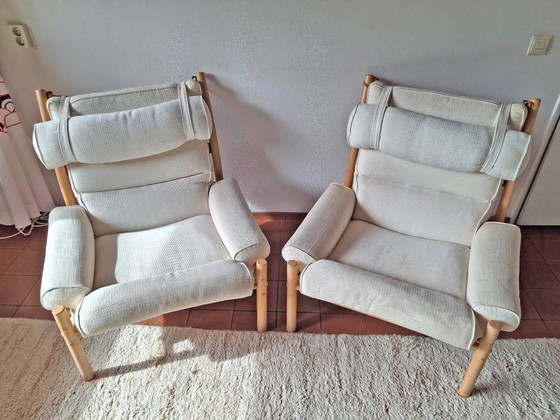 Image 1 of Set van 2 vintage Inca Safari lounge stoelen – Arne Norell