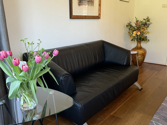 Image 1 of 2 x Rolf Benz Model 2300 2-Zits Bank Zwart Leer