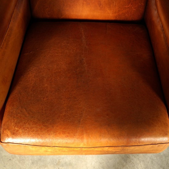 Image 1 of Vintage schaapsleren fauteuil – cognacbruin – Bendic International