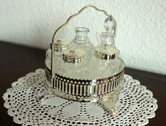 Image 1 of Mid Century charmante Menage Metall/Glas